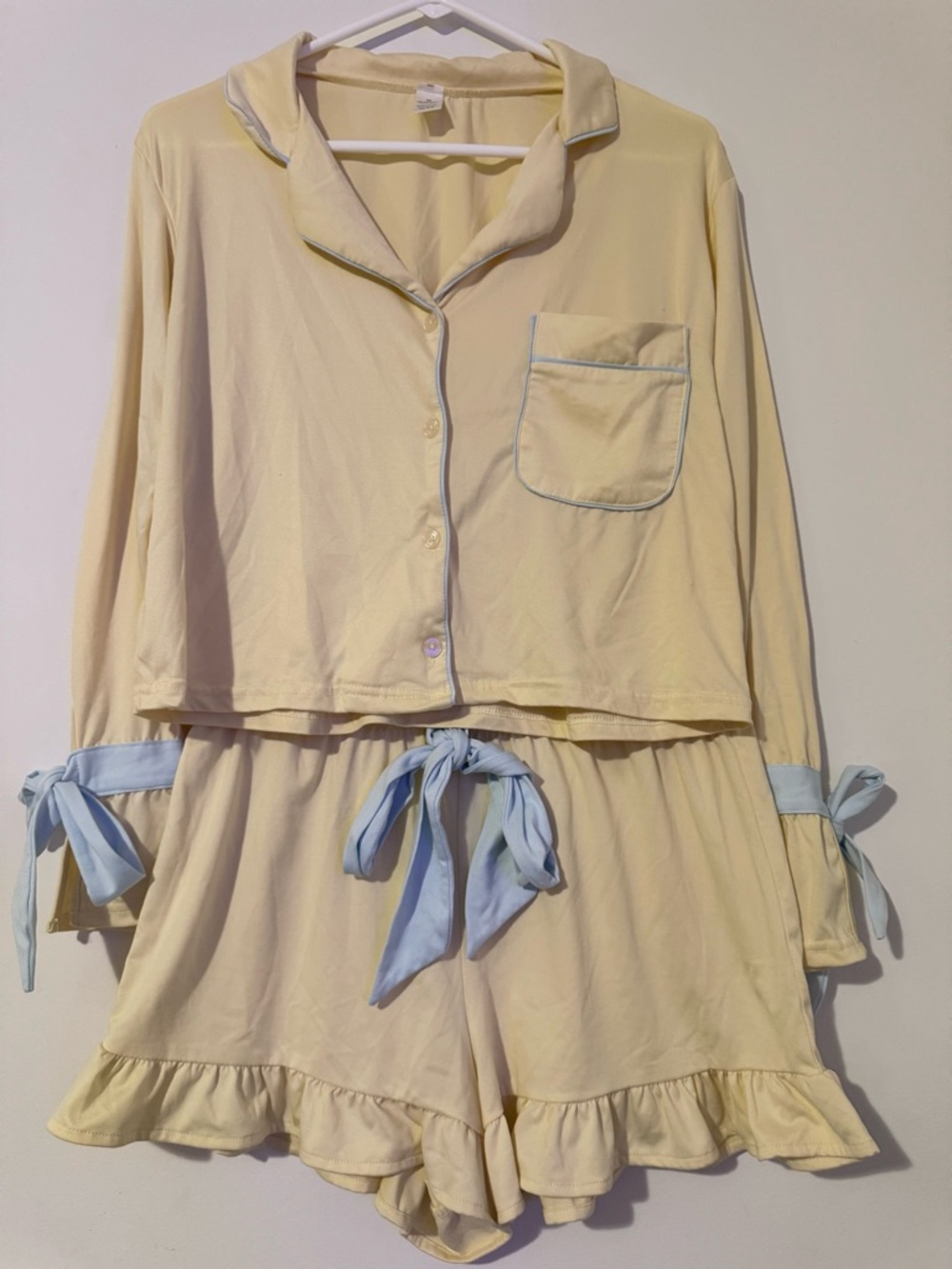 Five Below Junior’s Yellow & Blue Button-Down Pajama Set